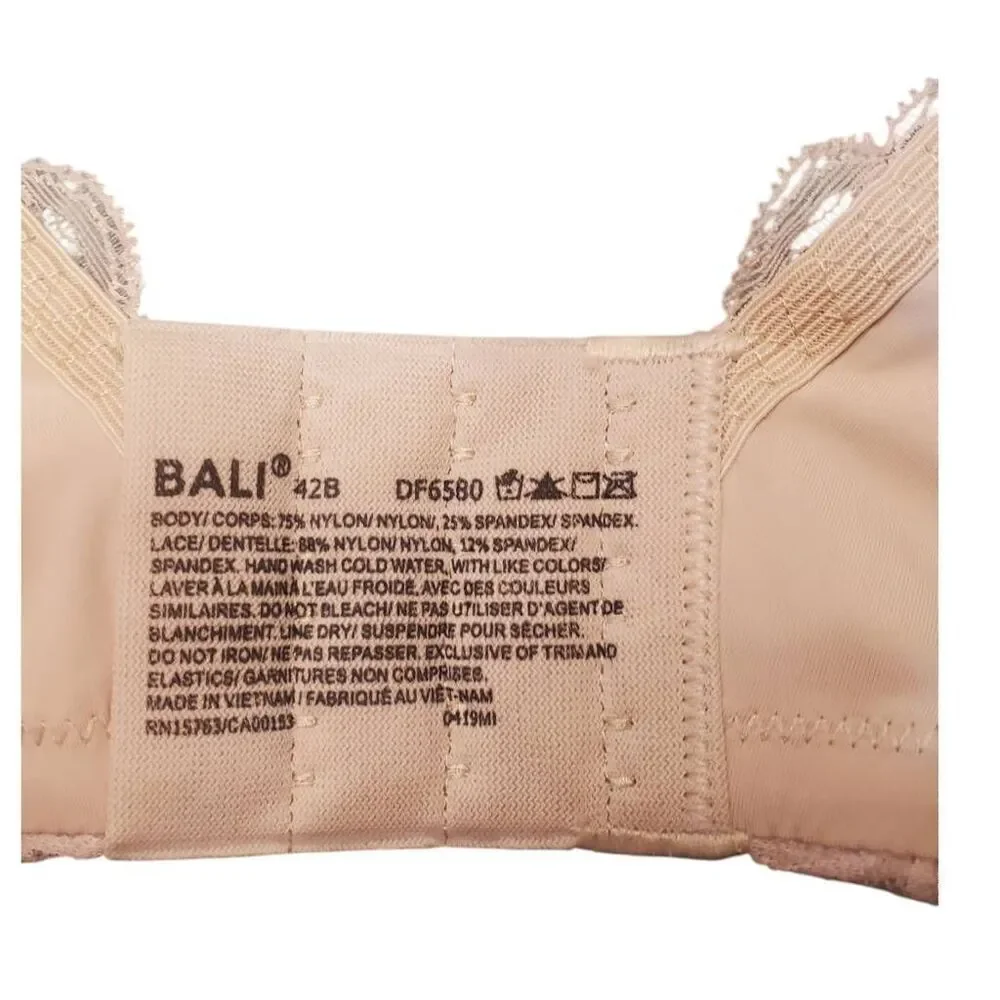 Bali One Smooth U Dreamwire Underwire Convertible Back Bra Df6580 Size 42 B